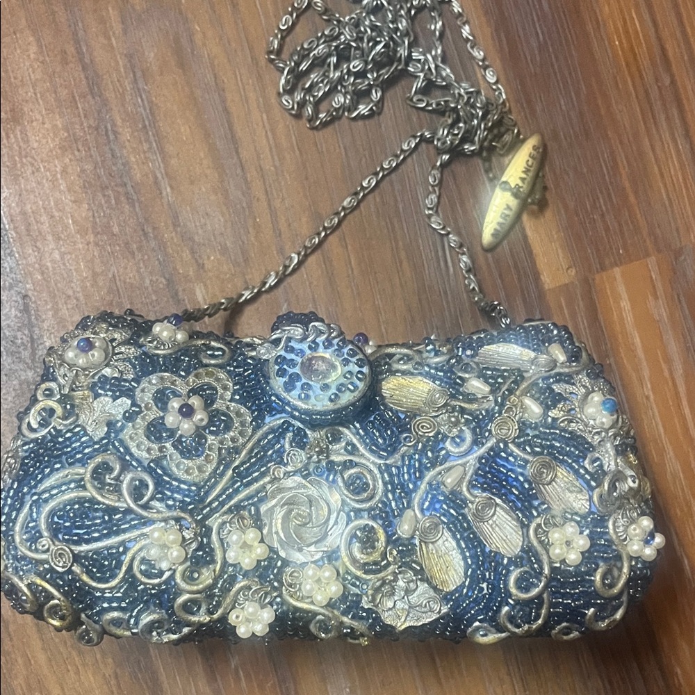 Mary Frances Blue and Silver Beaded Clutch